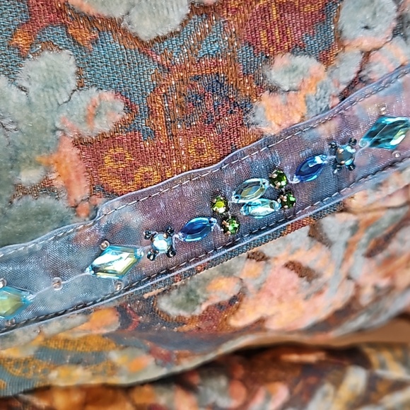 VINTAGE BAXIS & BAXIS BLAZER BEADED PASTEL COLORS BROWN BLUE TAN PINK S SMALL - Picture 4 of 10